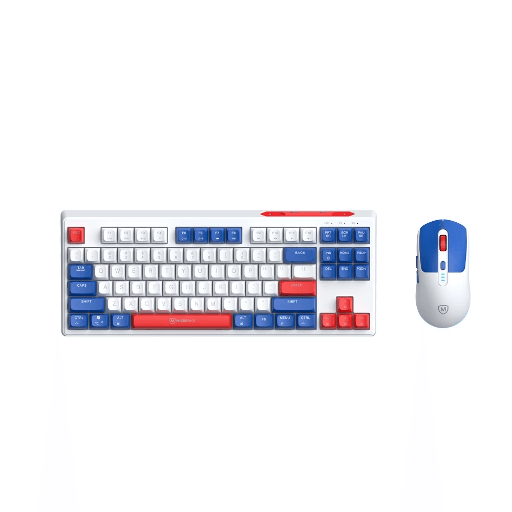 Micropack Keyboard Mouse Combo Wireless - Rechargeable - Silent Keys Membrane - KM-269W - SFI Group - Red