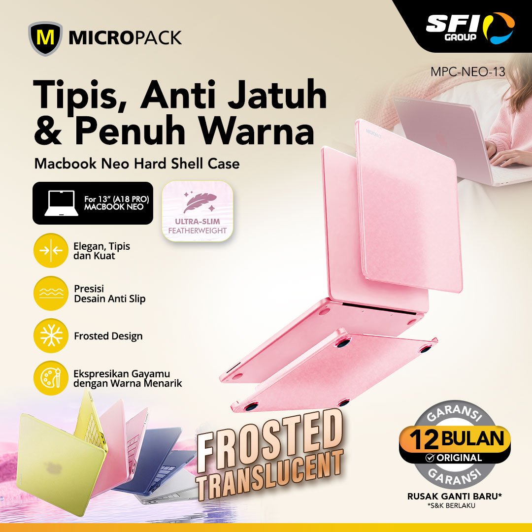 MICROPACK Case Macbook Neo 13 Inch Hardcase Harshell MPC-NEO-13 - Trans Pink