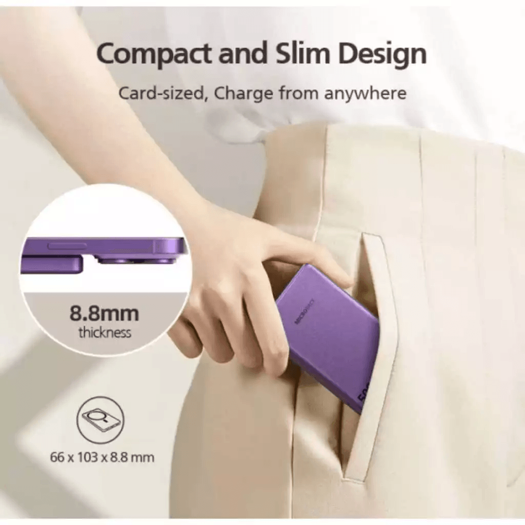 Micropack Wireless Powerbank 5000 mAh - Fast Charging 20 watt - CCC - Ultra Slim 8,8 mm - USB-C & Lightning - Power Bank - WPB-5S - SFI Group - 4