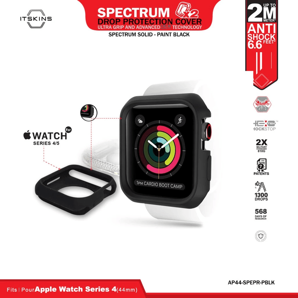 ITSkins Case Spectrum Solid for Apple Watch Series 4/5 (44mm) - Paint Black - SFI Group