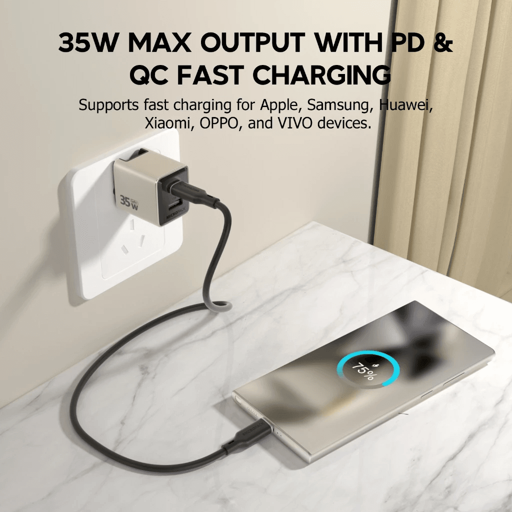 MICROPACK WALL CHARGER WITH TRAVEL ADAPTER - POWER SERVER 35 W - 70 W GaN USB C + USB A - SFI Group - 3