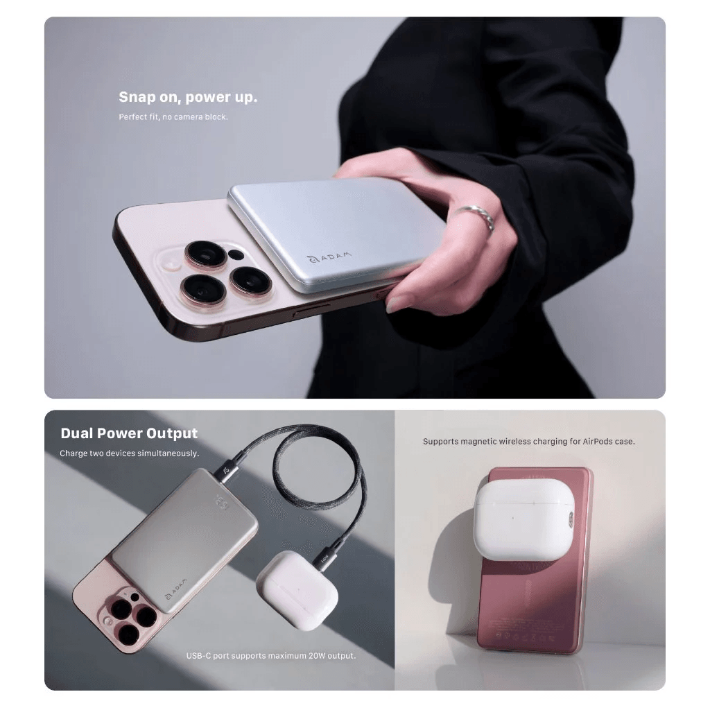 Adam Elements Vionta L10 L5 Ultra Slim Magnetic Wireless Charging Power Bank Powerbank 10.000 10000mAh 5.000 5000mAh - SFI Group - 2
