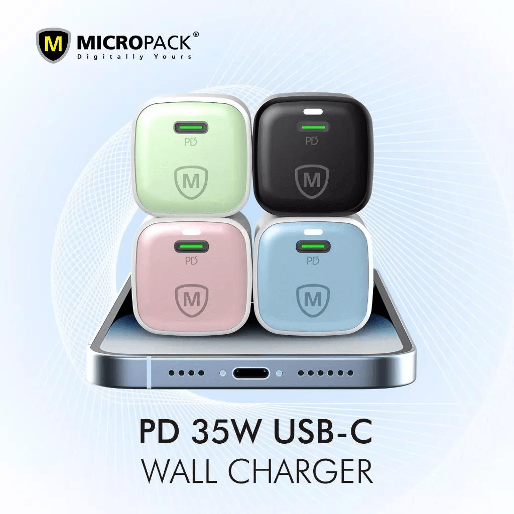 Micropack Mini Wall Charger with Travel Adapter - USB-C Fast Charging - 35watt - GaN - Overcharge Protection - MWC-135 - SFI Group - 3