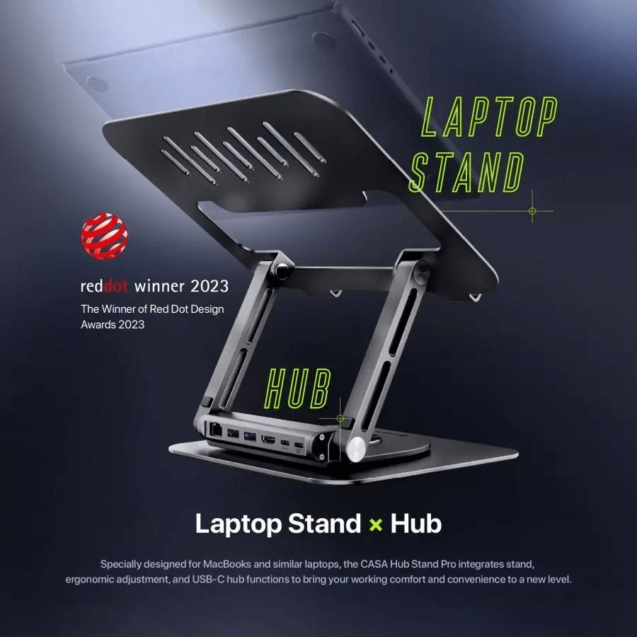 Adam Elements Data Converter USB-C 6-in-1 Laptop Stand Hub - Casa Hub Stand Pro - Grey - AAPADHUBSTDPGY - SFI Group - 3