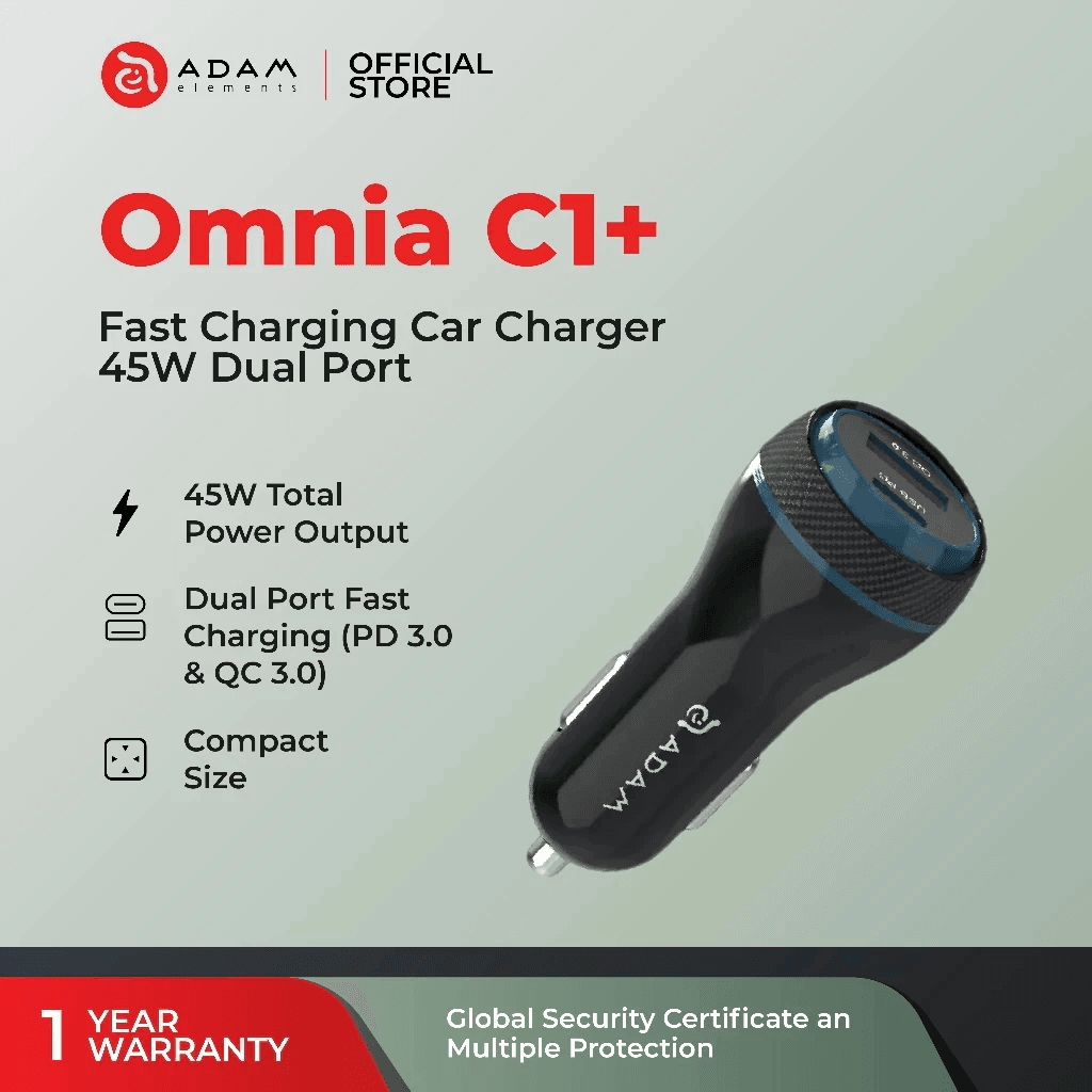 Adam Elements Car Chager 45W Fast Charging Charging - OMNIA C1+ - SFI Group