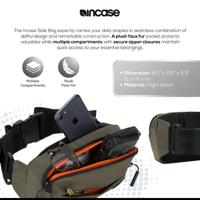 Incase Waist Bag With Flight Nylon Tas Pinggang (INOM100311) | Tas Pinggang Pria | Tas Selempang Pria | Tas Mini pria - 3