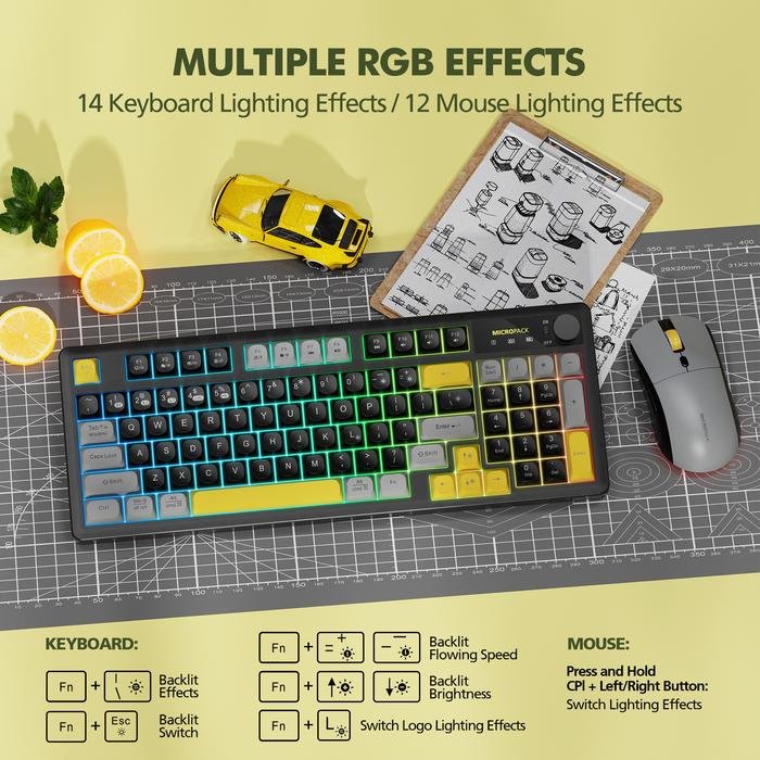 Micropack Keyboard Mouse Combo Wireless - Lifestyle - USB-A Receiver Bluetooth Type-C Cable - Multifunction Knob - KM-270W - 4