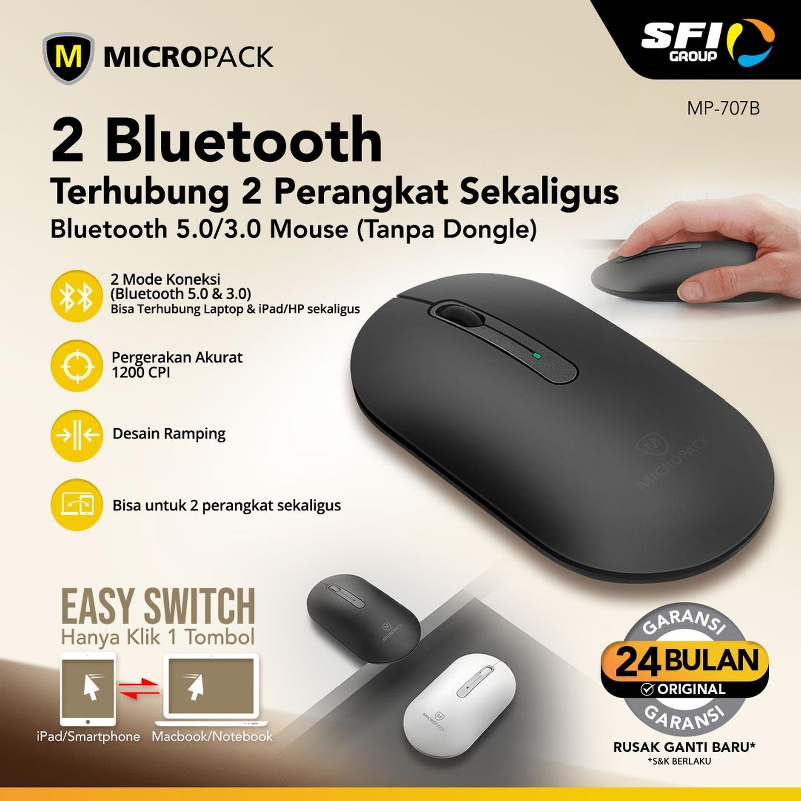 Micropack Mouse Dual Bluetooth 5.0 & 3.0 Inspire 2 - MP-707B INSPIRE2 - SFI Group