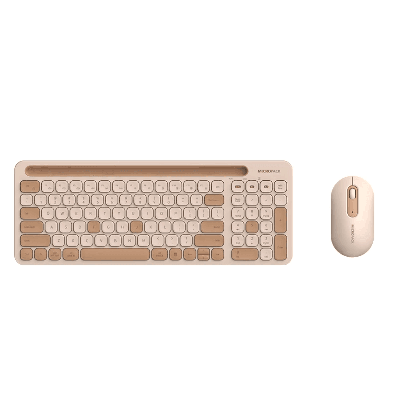 Micropack Keyboard Mouse Combo Wireless - Lifestyle - 2.4G + Bluetooth - iPad Stand - KM-238W-EN - SFI Group - Cream