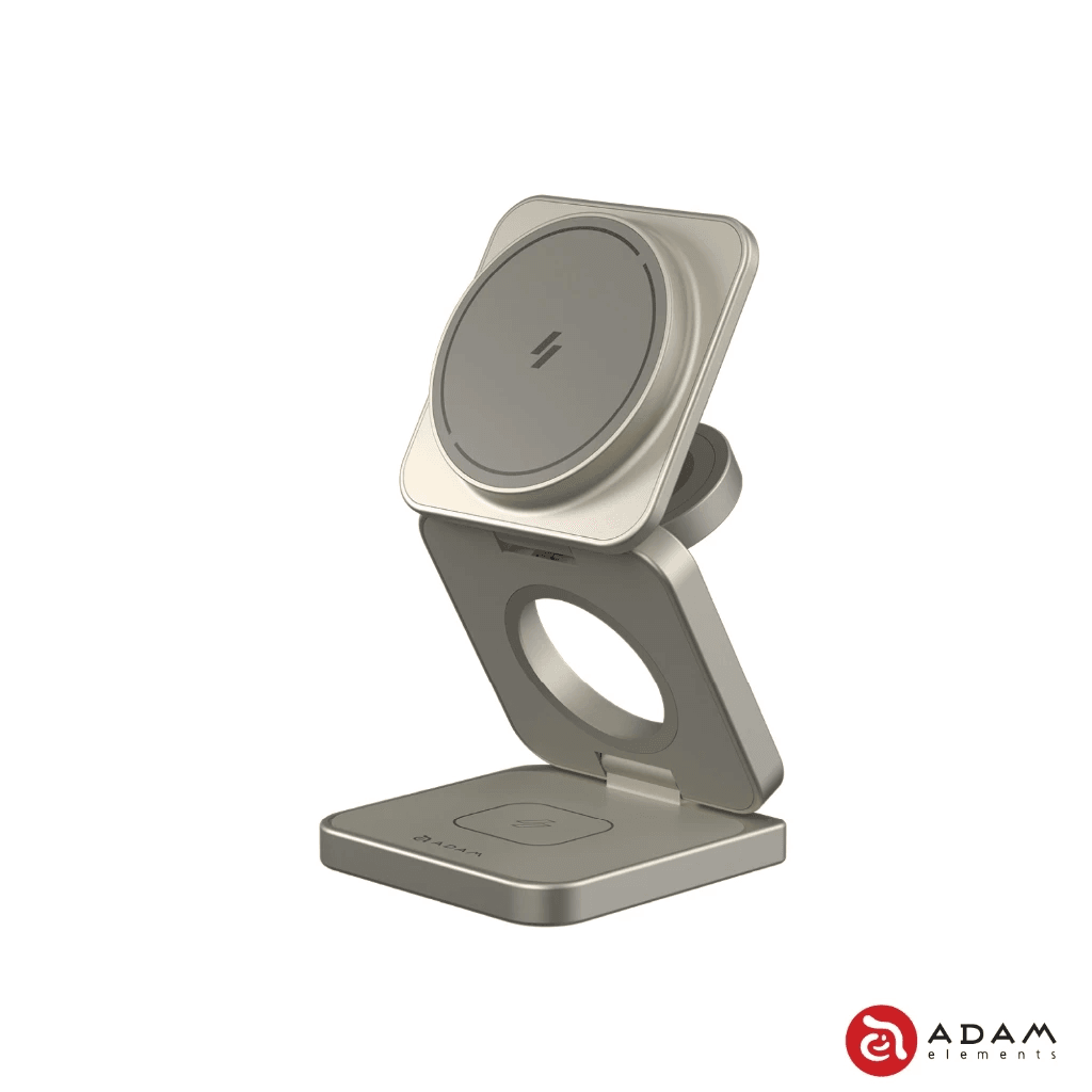 Adam Elements Mag 3 Ultra Qi2 25W - Magnetic 3 in 1 Foldable Travel Charging Charger Station - SFI Group - Grey